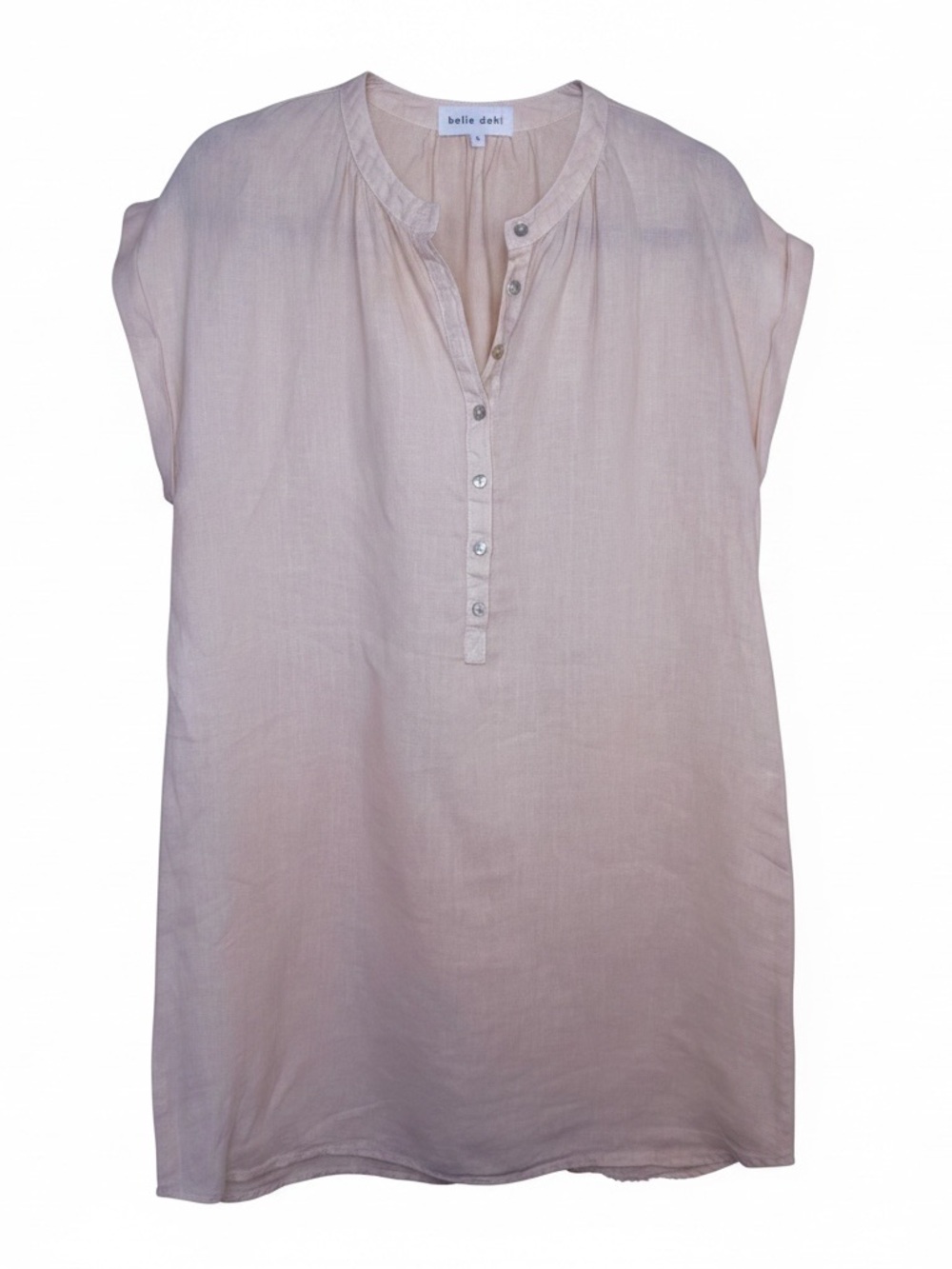 Cap Sleeve Henley Dress - Linen Sand - Picture 5 of 7